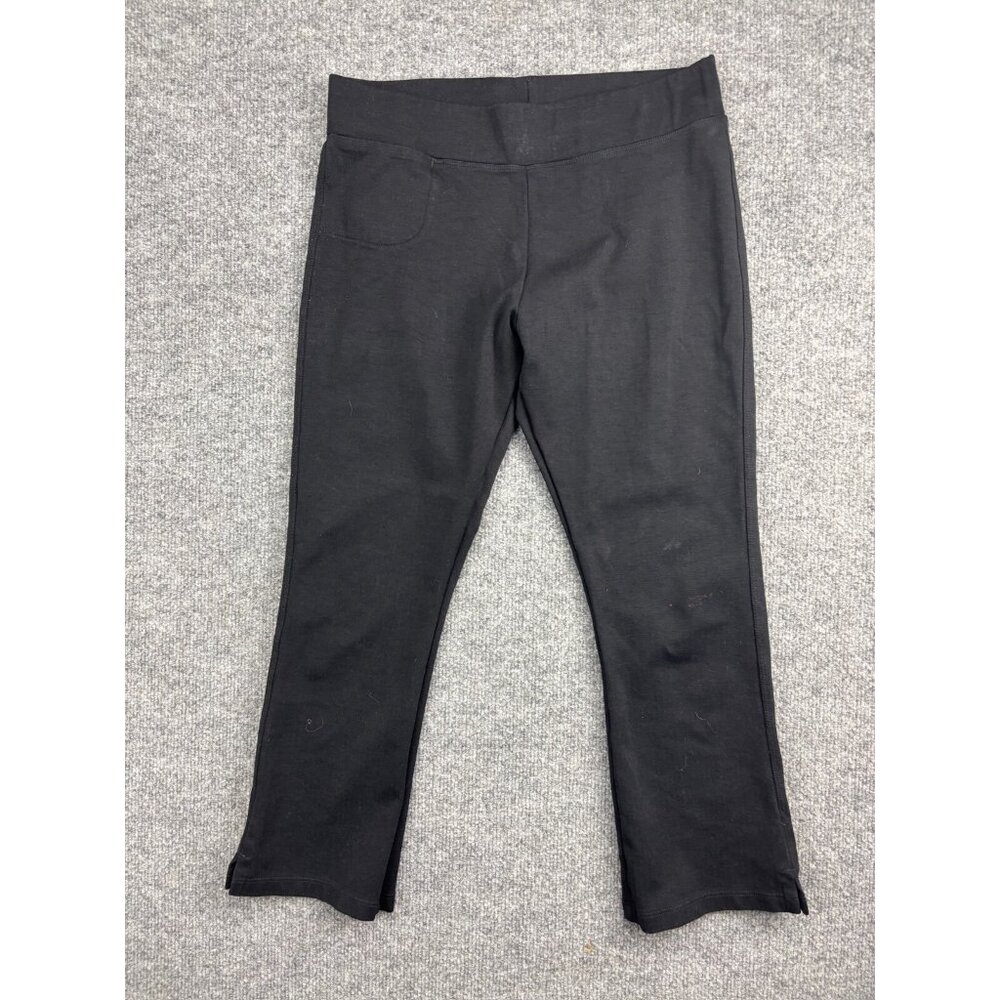 American Giant Crop Pants Women's 8 Black Pull On Ponte Kick Flare Made‎ In USA
